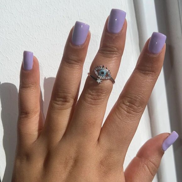 Lucky Evil Eye Adjustable Silver Ring - Picture 5 of 6